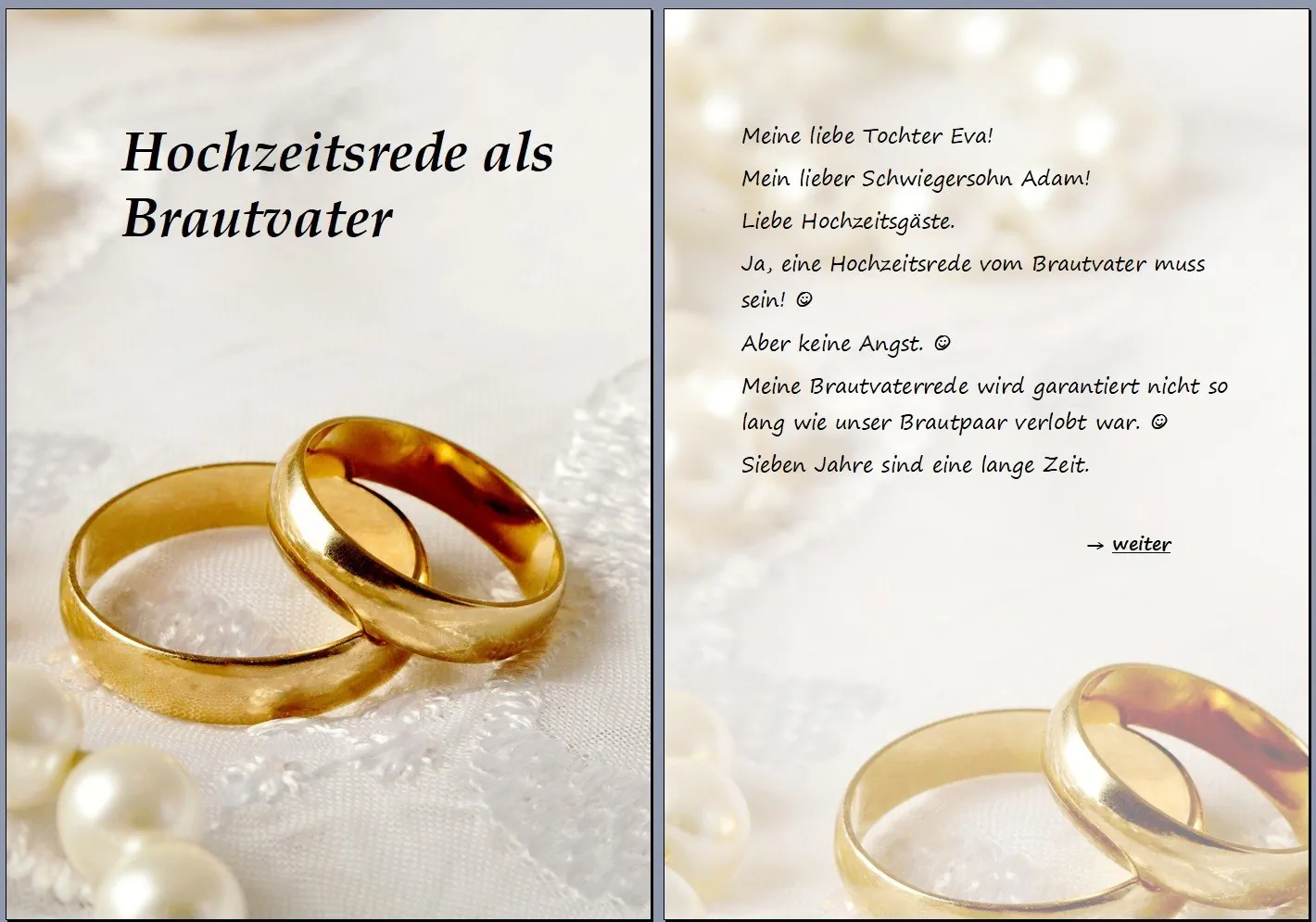 Hochzeitsrede als Brautvater gedruckt